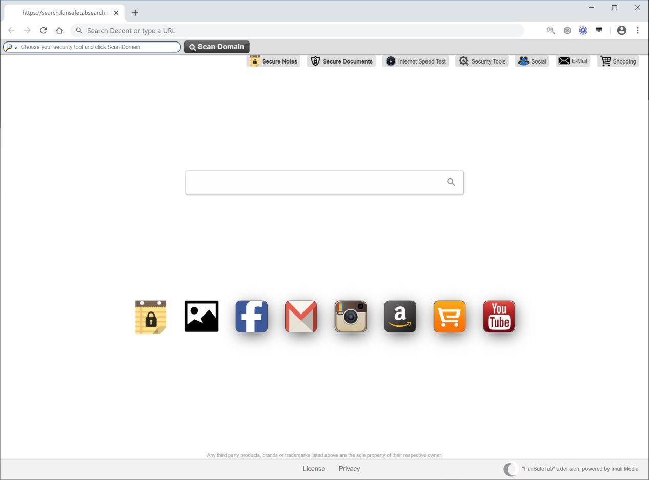 Image: Chrome browser is redirected to FunSafeTab