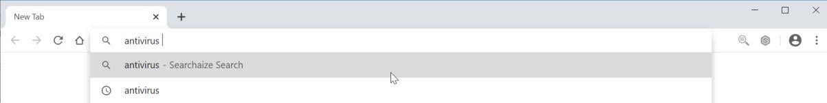 Image: Chrome browser is redirected to Searchaize Search