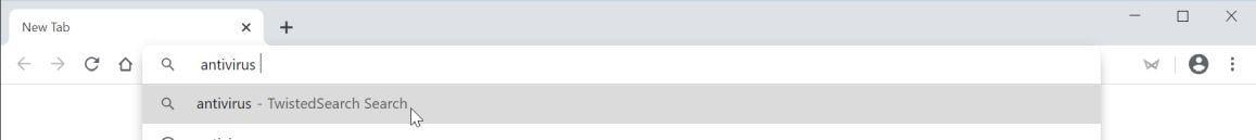 Image: Chrome browser is redirected to TwistedSearch Search