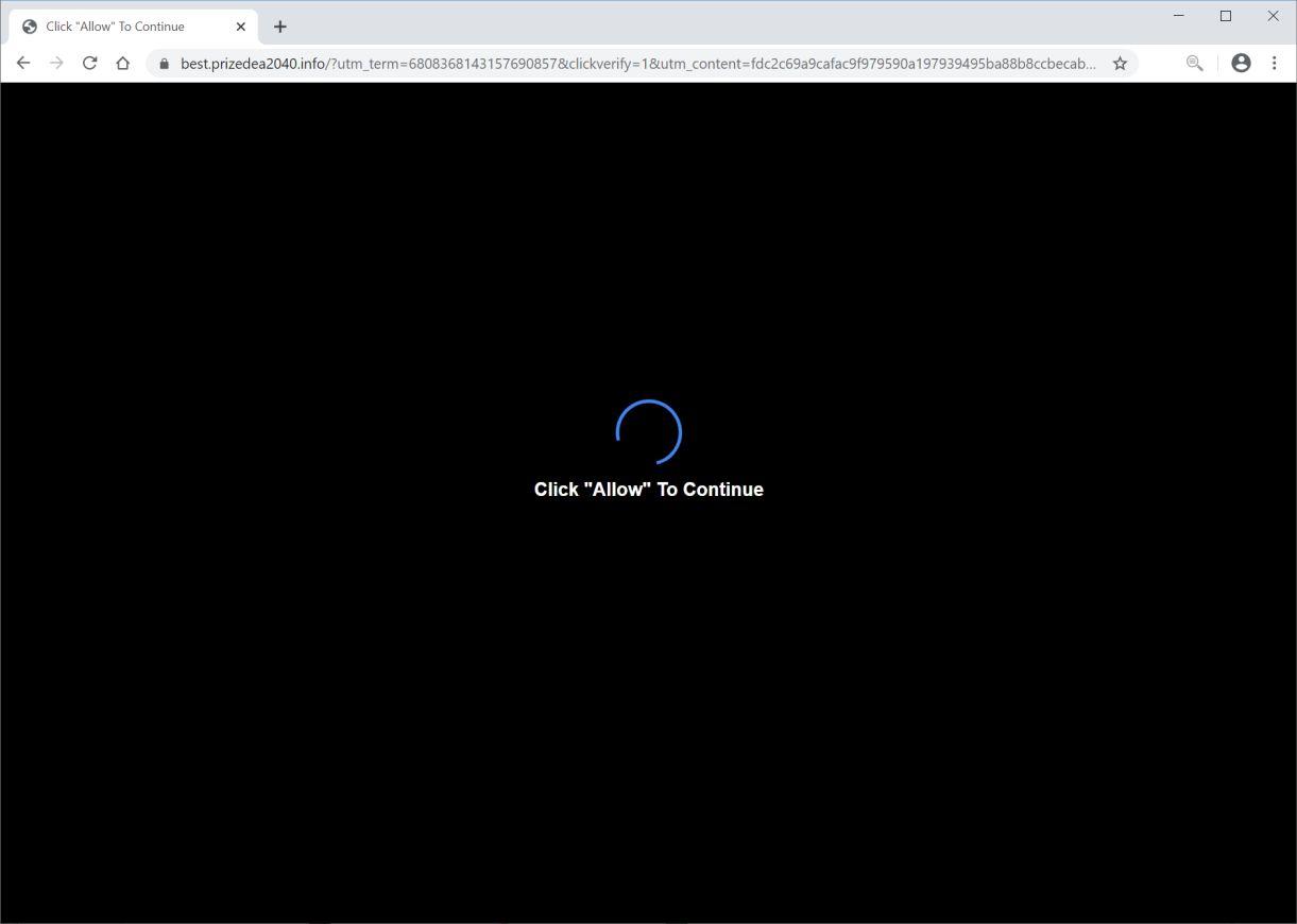 Image: Chrome browser is redirected to Prizedea2040.info