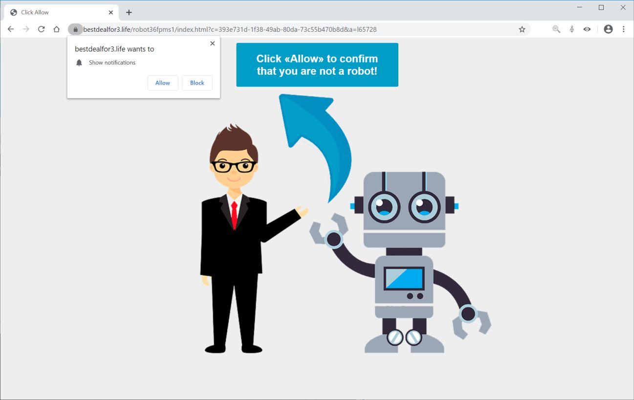 Image: Chrome browser is redirected to Bestdealfor3.life