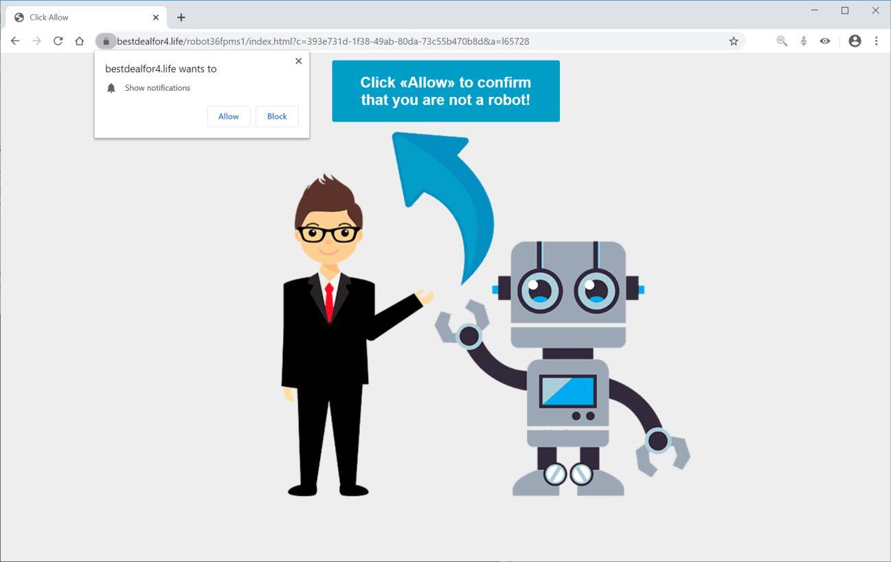 Image: Chrome browser is redirected to Bestdealfor4.life
