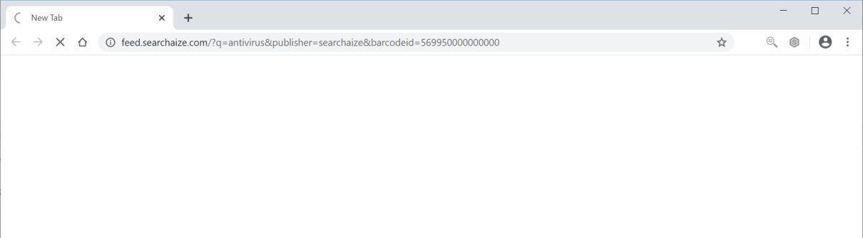 Image: Chrome browser is redirected to Feed.searchaize.com