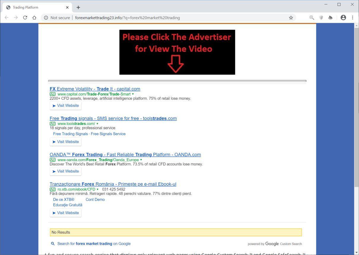 Image: Chrome browser is redirected to Forexmarkettrading23.info