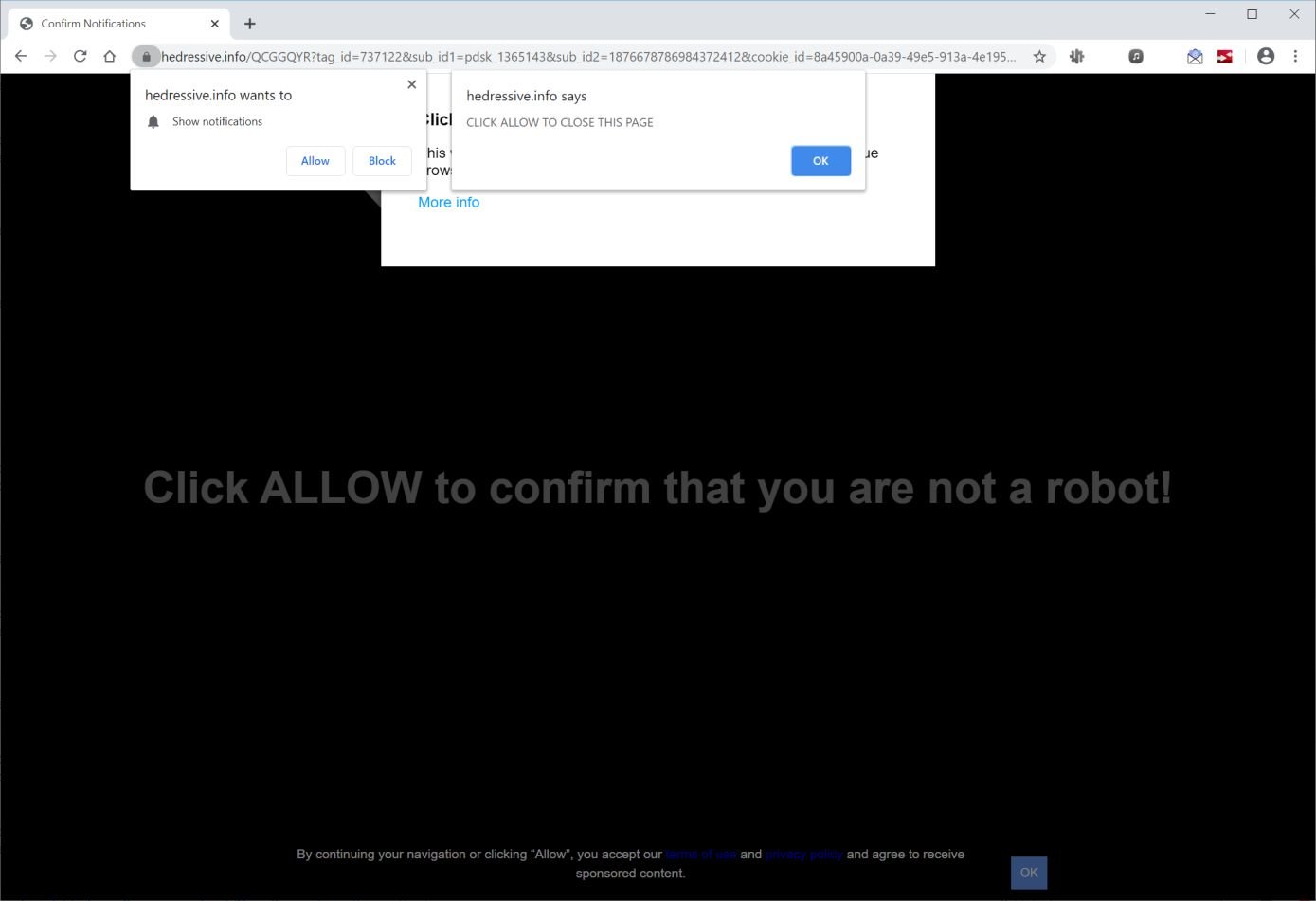 Image: Chrome browser is redirected to Hedressive.info