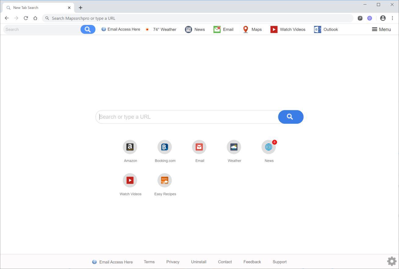Image: Chrome browser is redirected to Search.hemailaccesshere.com