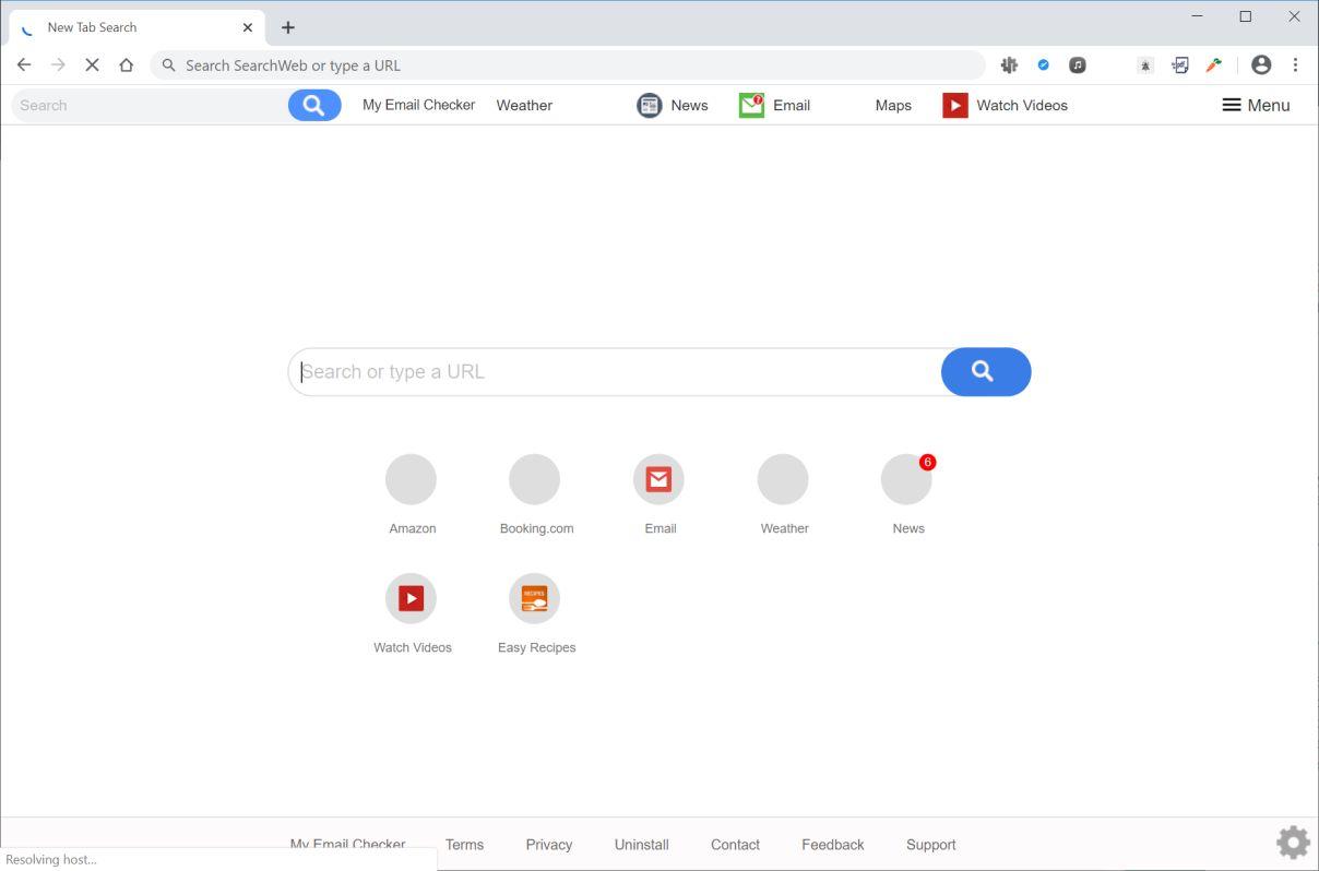 Image: Chrome browser is redirected to Search.hmyemailchecker.co