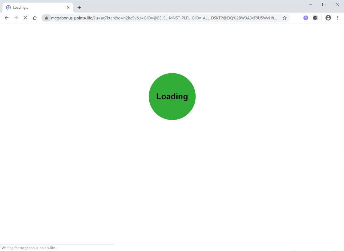Image: Chrome browser is redirected to Megabonus-point4.life
