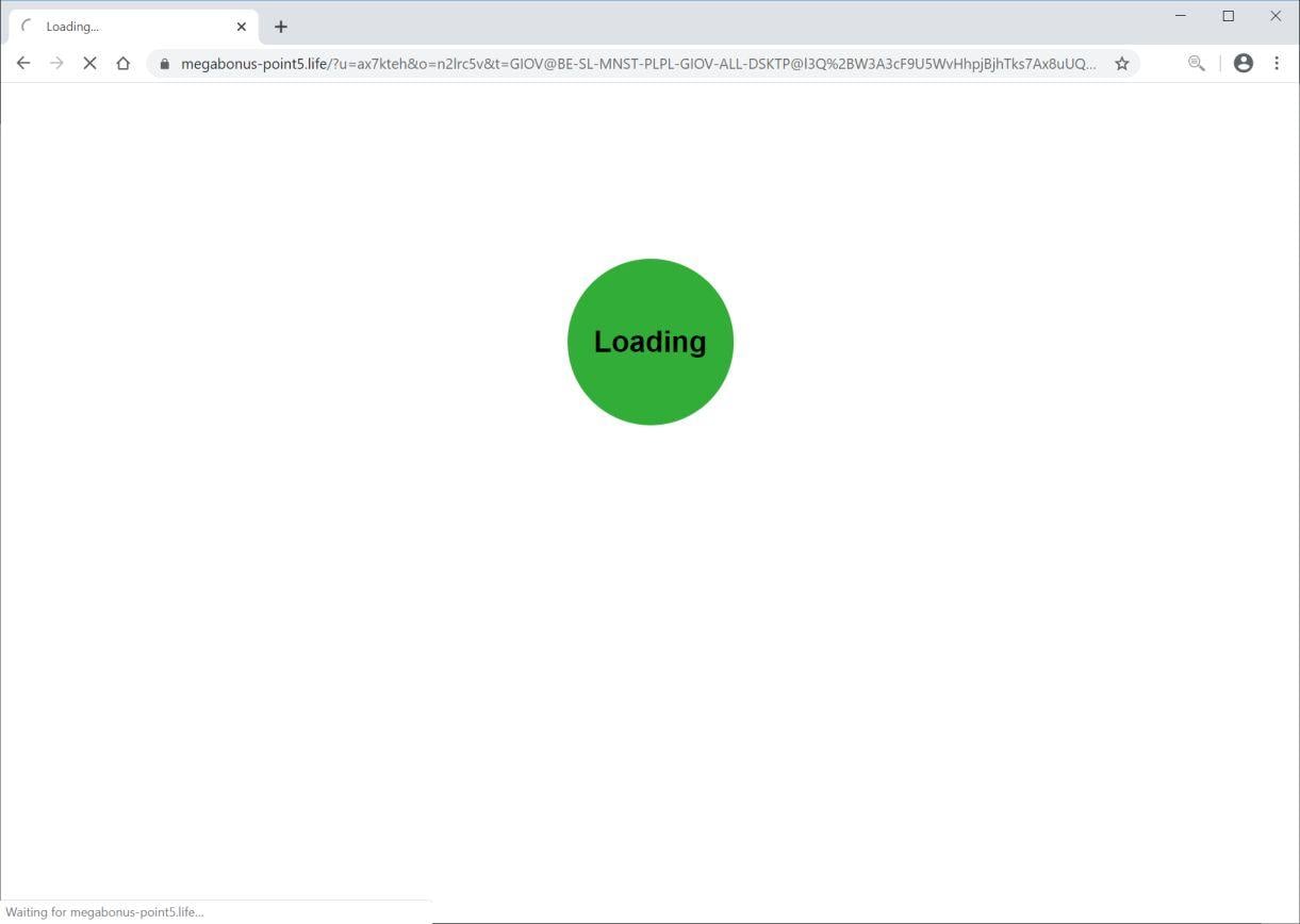 Image: Chrome browser is redirected to Megabonus-point5.life