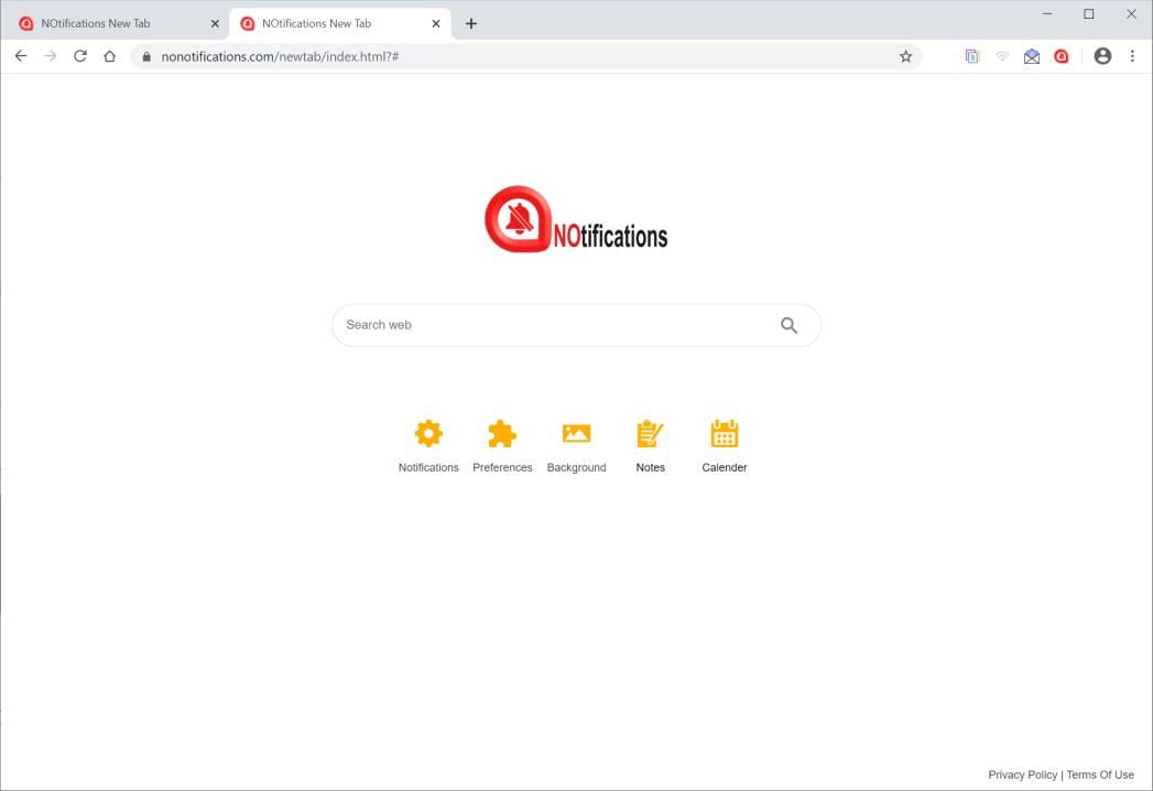 Image: Chrome browser is redirected to Nonotifications.com