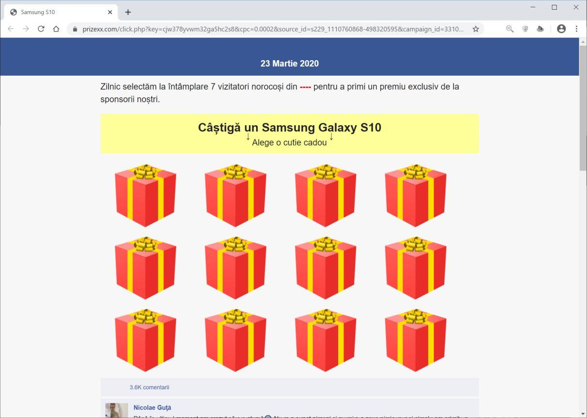 Image: Chrome browser is redirected to Prizexx.com