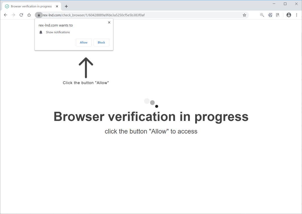 Image: Chrome browser is redirected to Rex-lnd.com