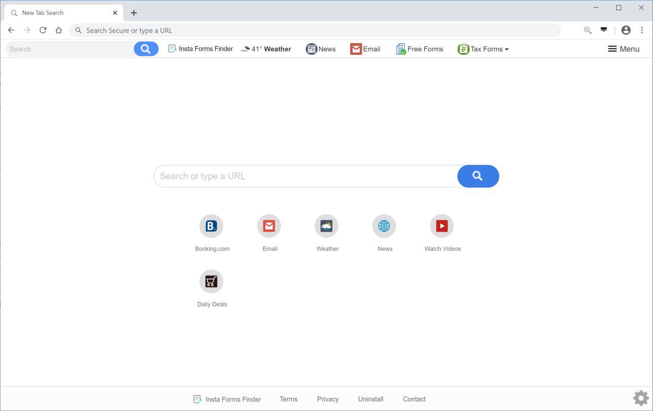 Image: Chrome browser is redirected to Insta Forms Finder
