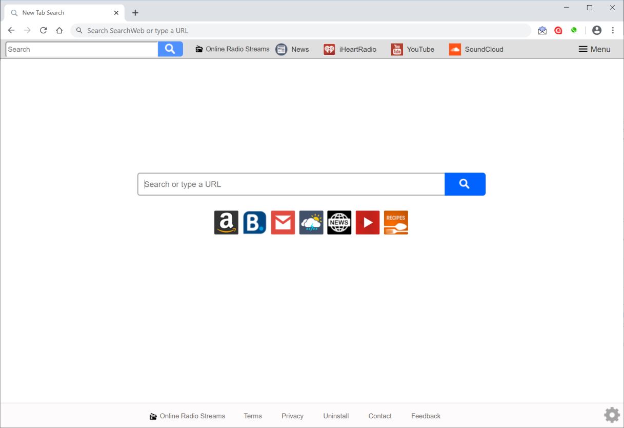 Image: Chrome browser is redirected to Search.onlineradiostreamstab.com