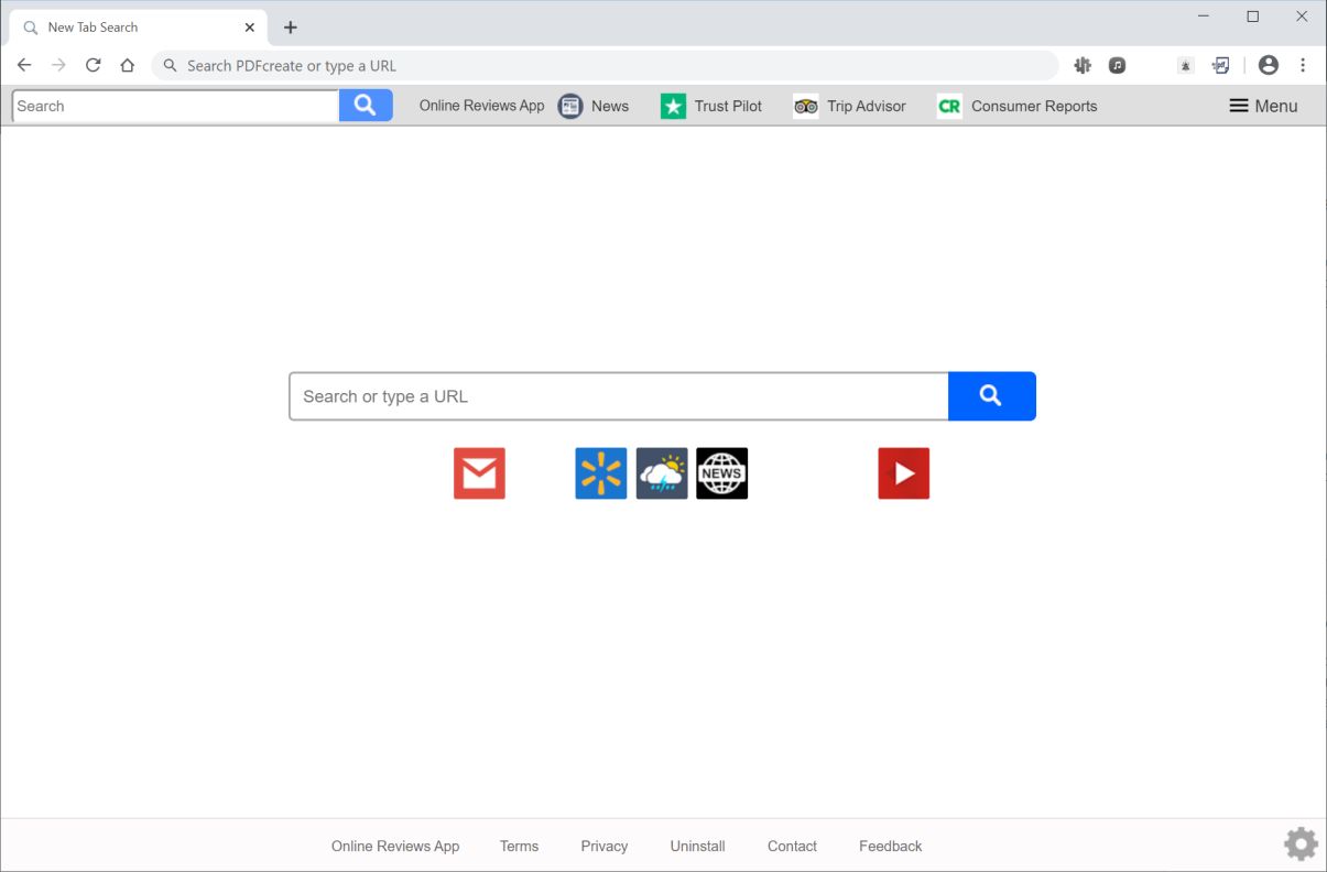 Image: Chrome browser is redirected to Search.onlinereviewsapptab.com