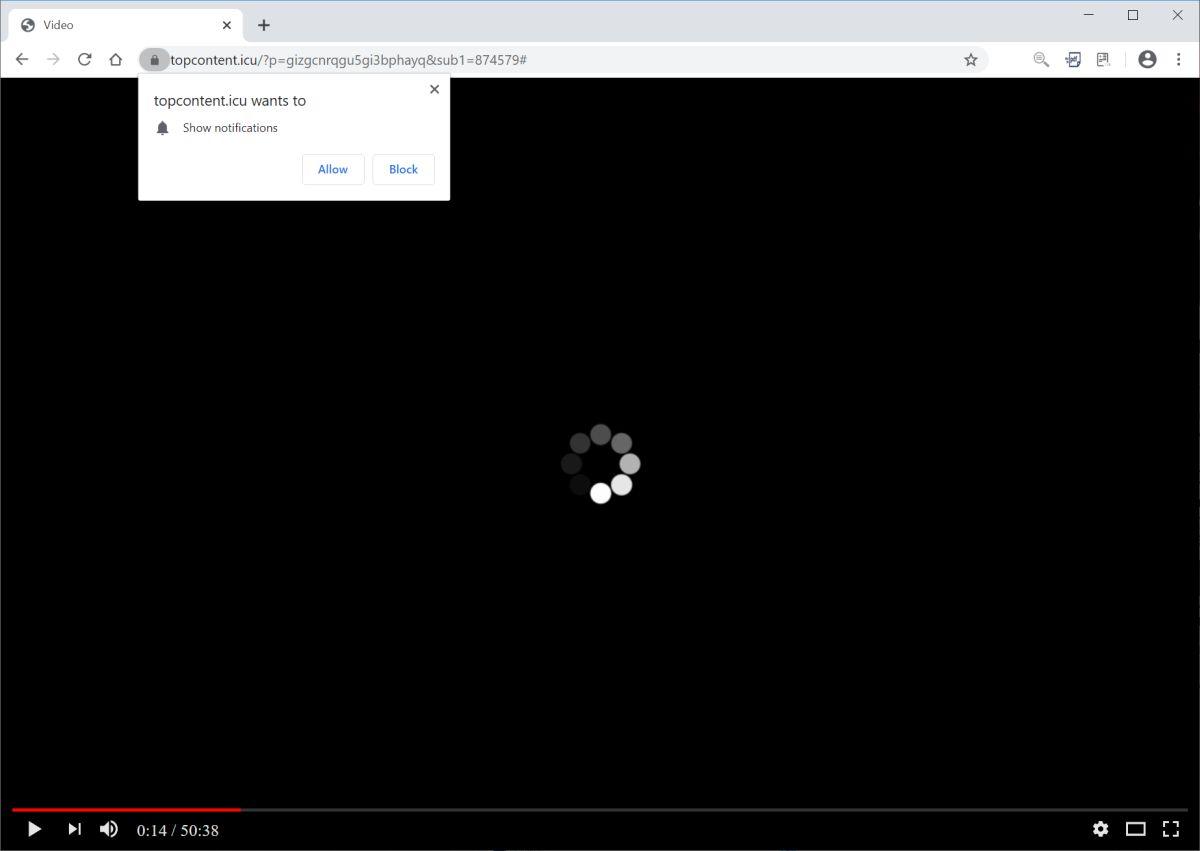 Image: Chrome browser is redirected to Topcontent.icu