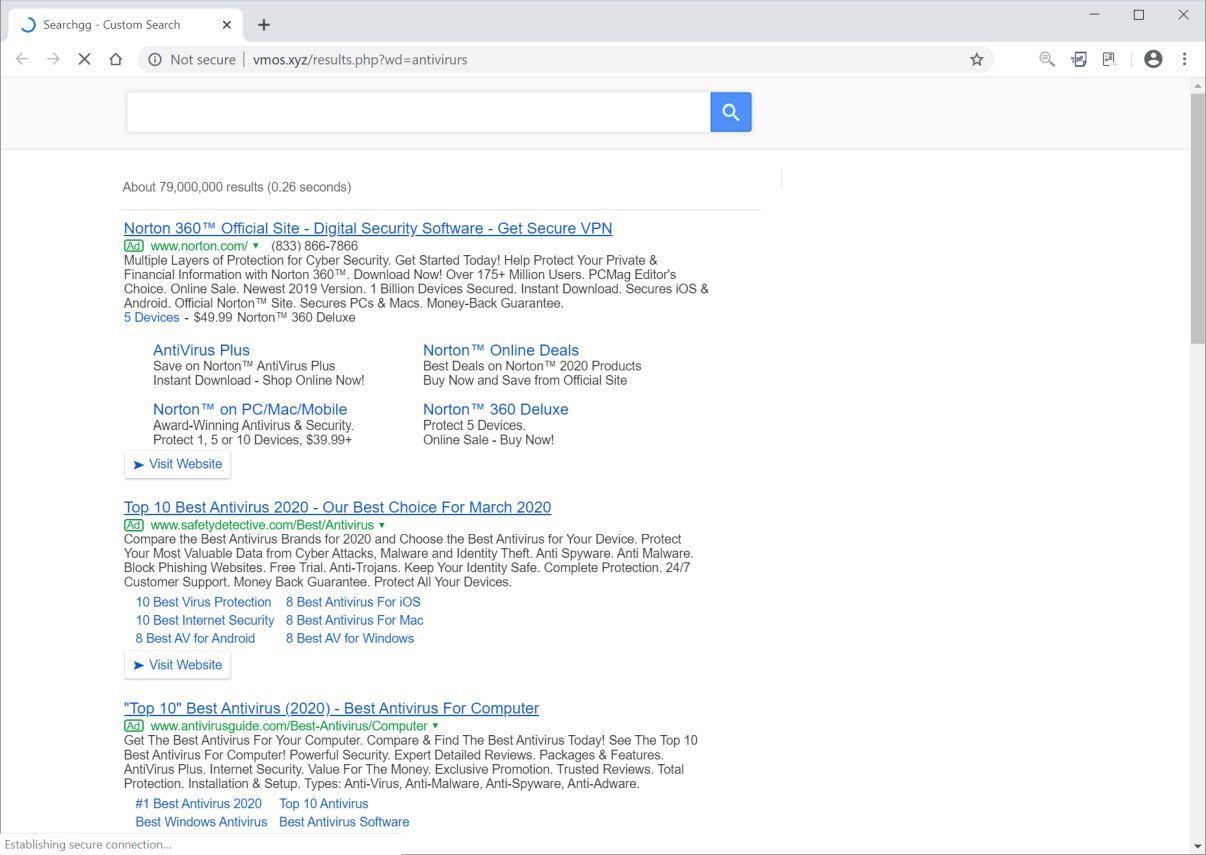 Image: Chrome browser is redirected to Vmos.xyz
