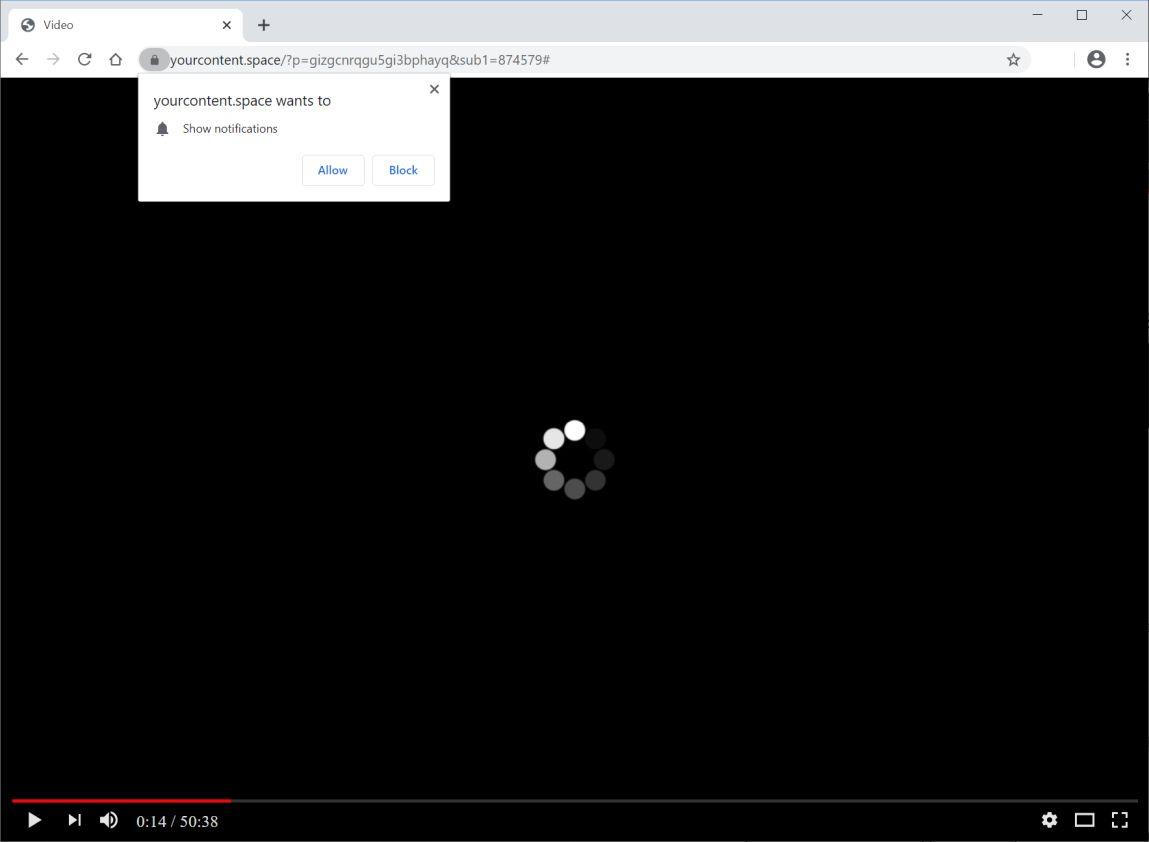 Image: Chrome browser is redirected to Yourcontent.space
