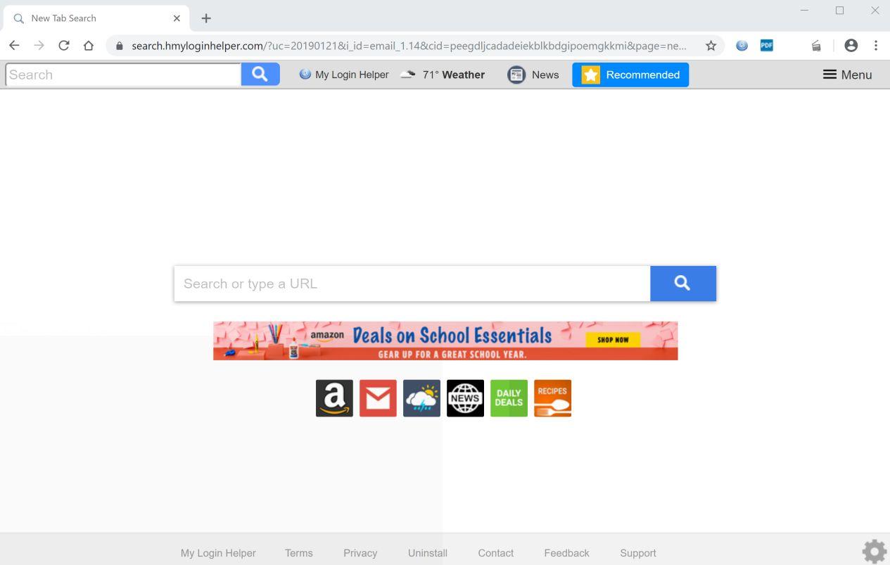 Image: Chrome browser is redirected to My Login Helper