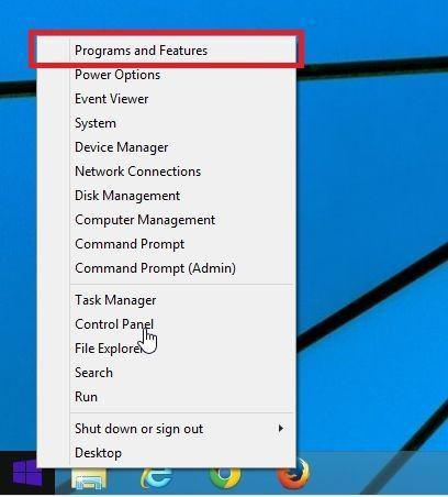 Right Click On Start And Select Programs And Features