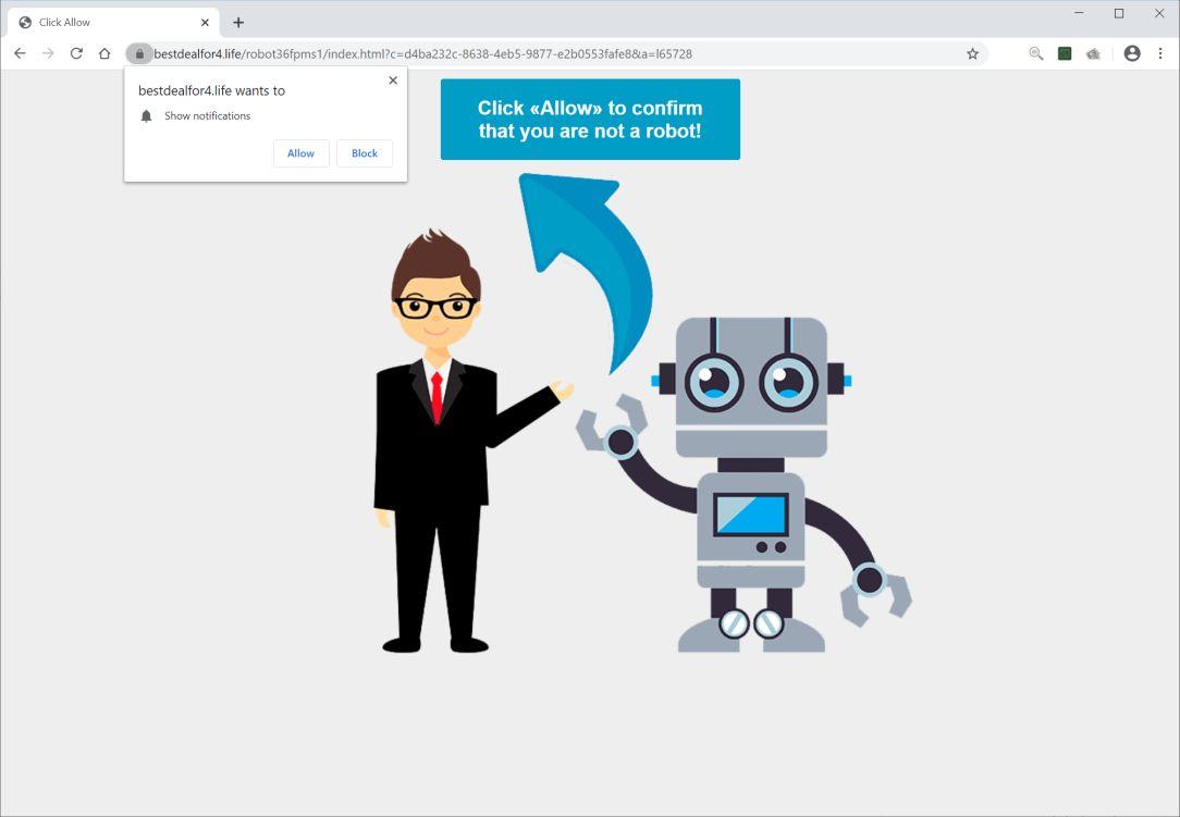 Image: Chrome browser is redirected to Bestdealfor4.life