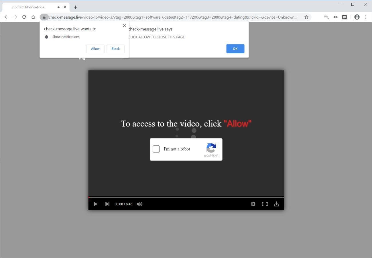 Image: Chrome browser is redirected to Check-message.live