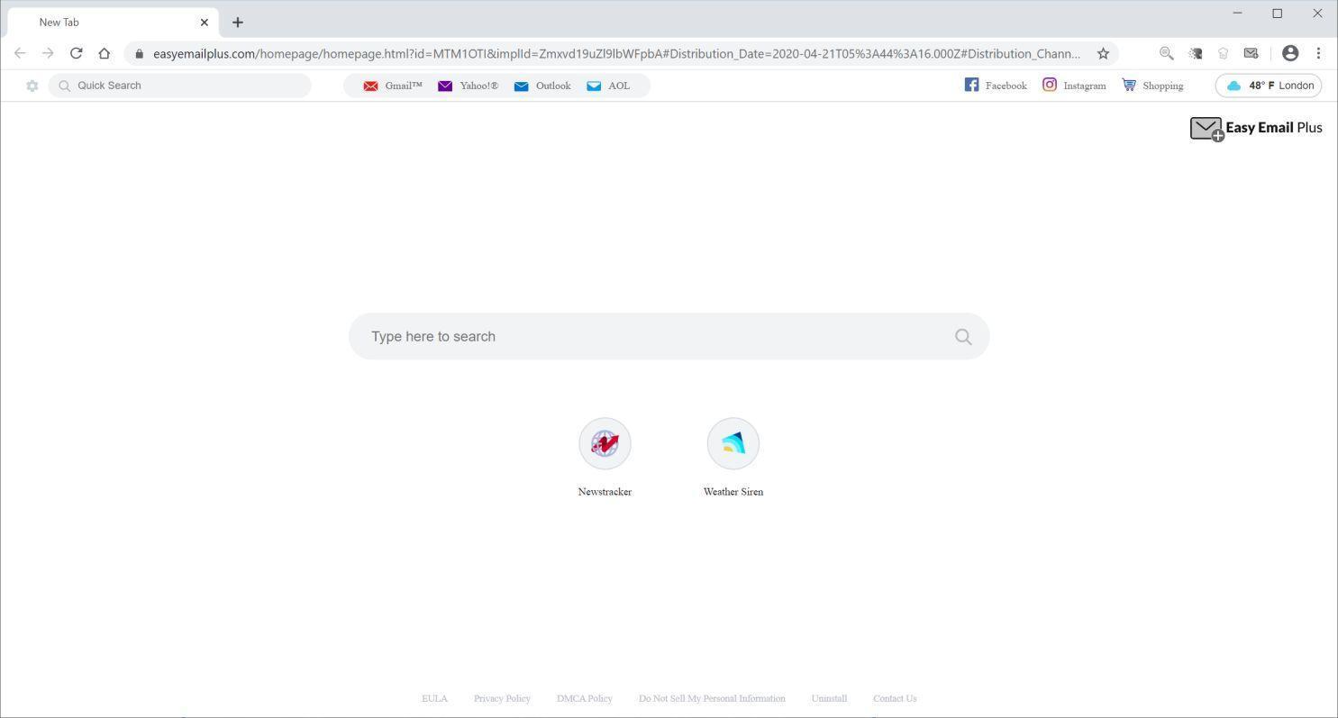 Image: Chrome browser is redirected to Easy Email Plus
