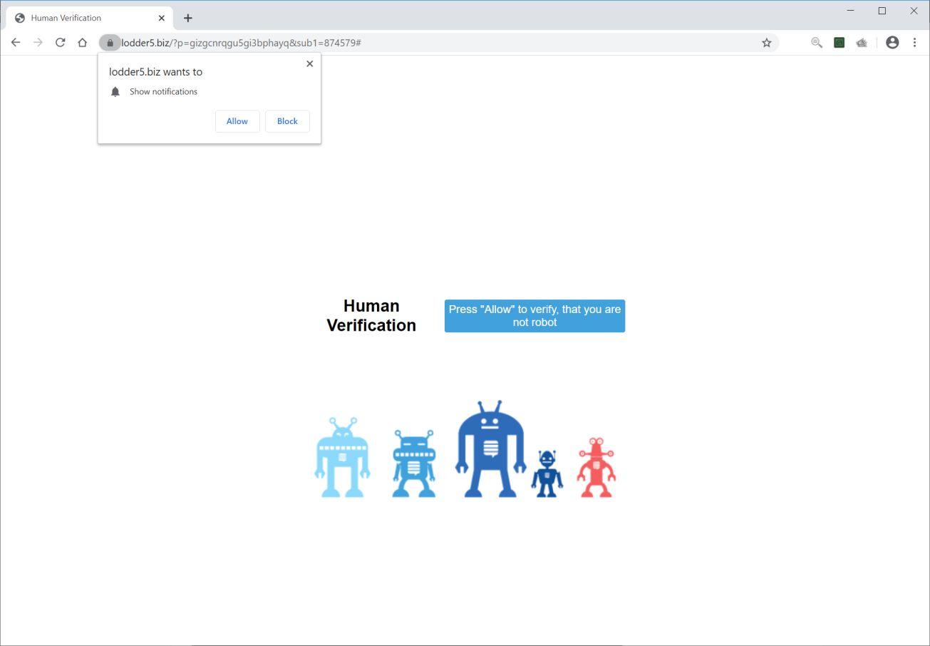Image: Chrome browser is redirected to Lodder5.biz