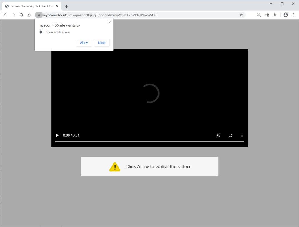 Image: Chrome browser is redirected to Myecomir66.site