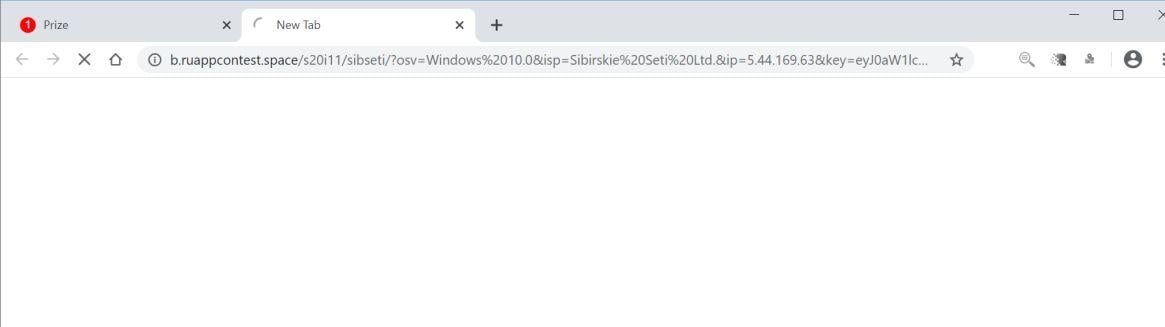 Image: Chrome browser is redirected to Ruappcontest.space
