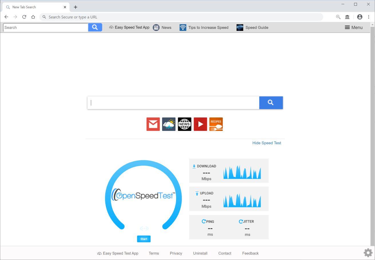 Image: Chrome browser is redirected to Search.easyspeedtestapptab.com