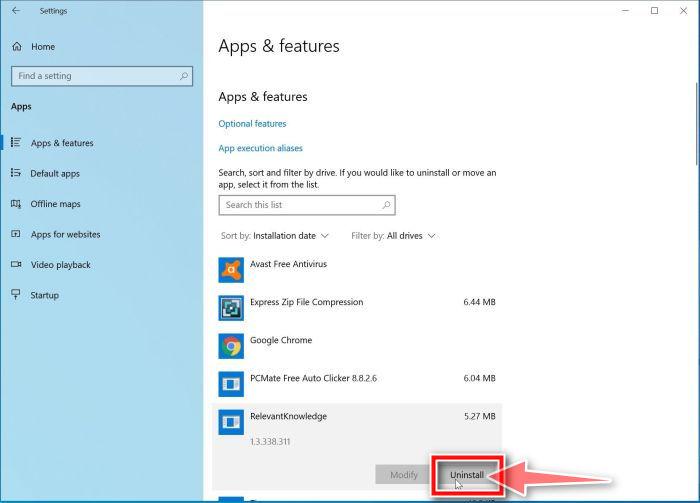 Windows 10: Uninstall My app from Windows