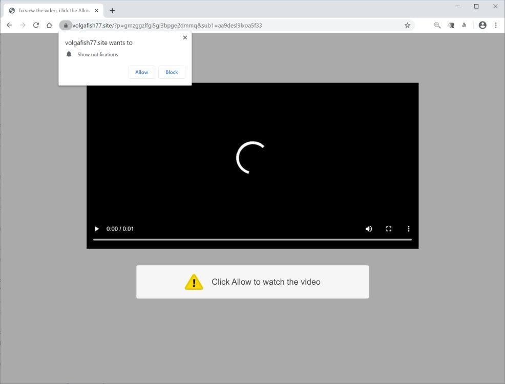 Image: Chrome browser is redirected to Volgafish77.site