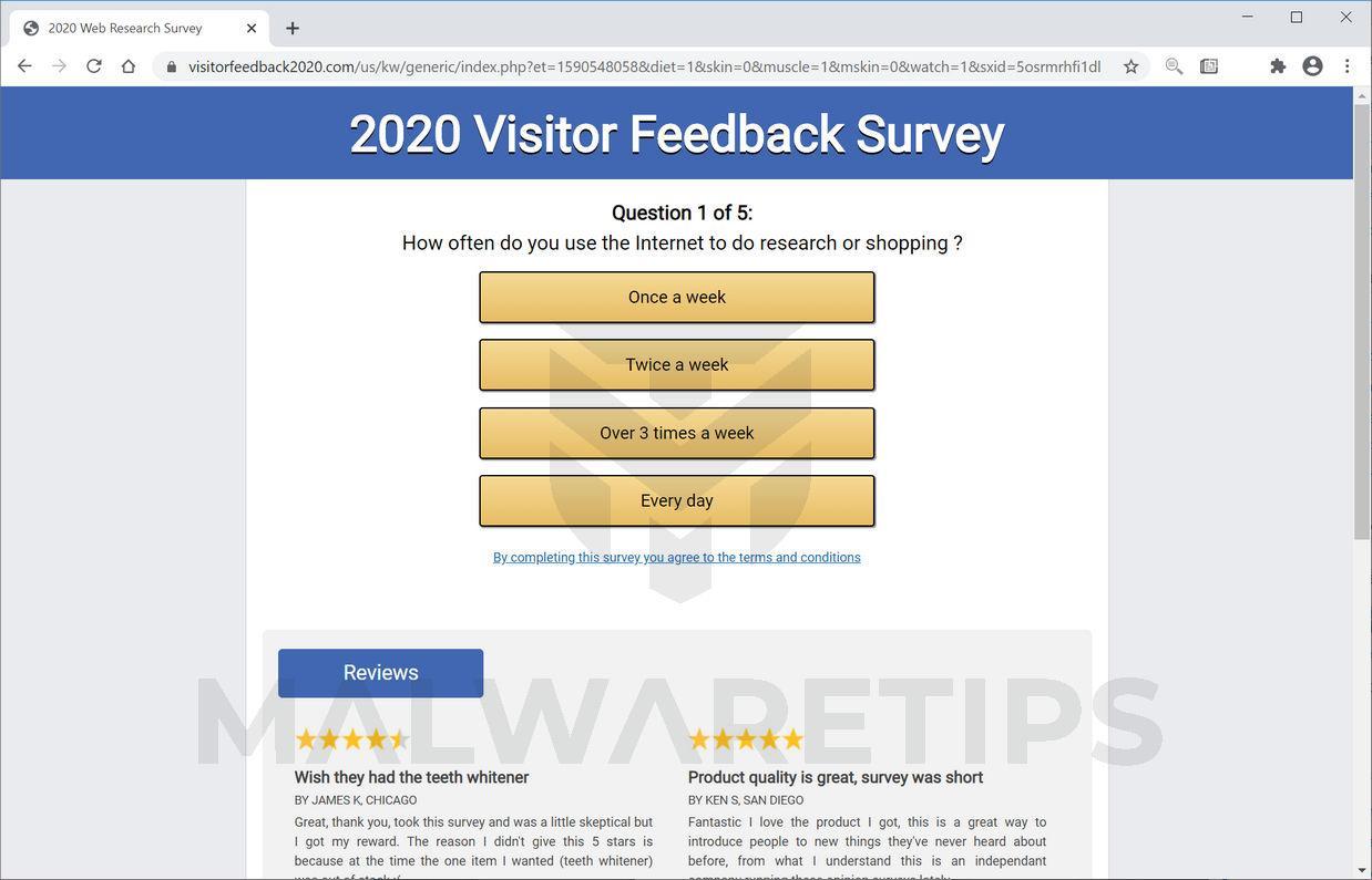 Image: 2020 Visitor Feedback Survey Pop-up Scam