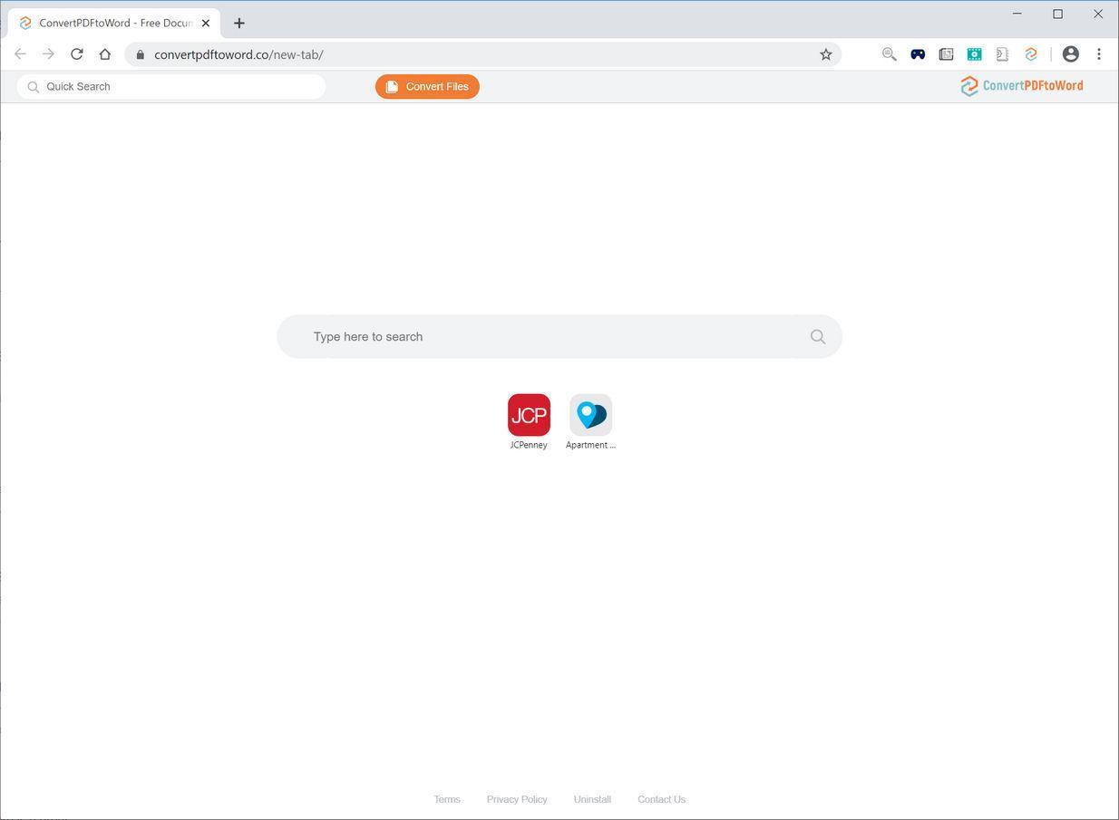 Image: Chrome browser is redirected to ConvertPDFToWord