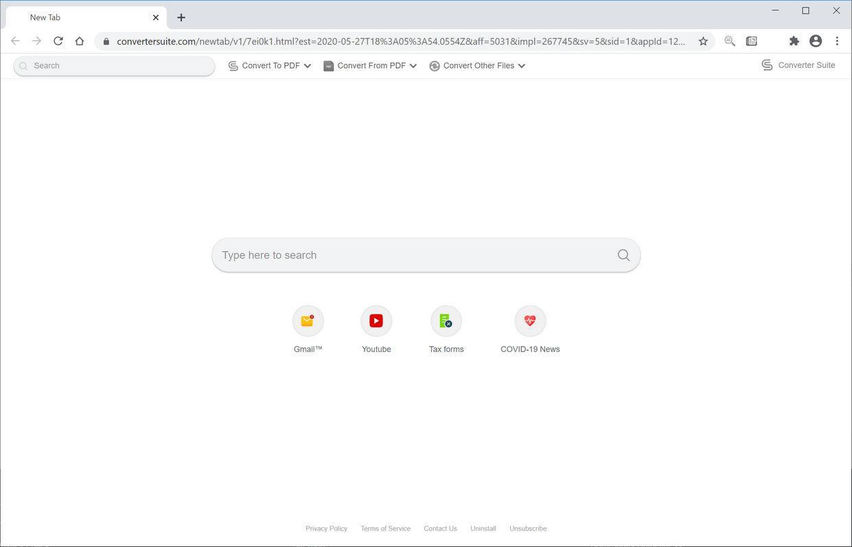 Image: Chrome browser is redirected to Converter Suite