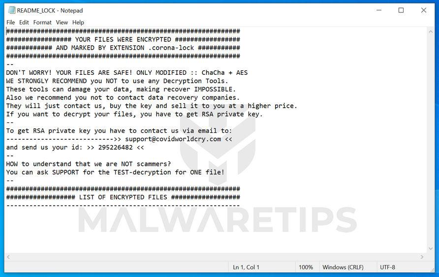 Image: Corona-lock ransom note