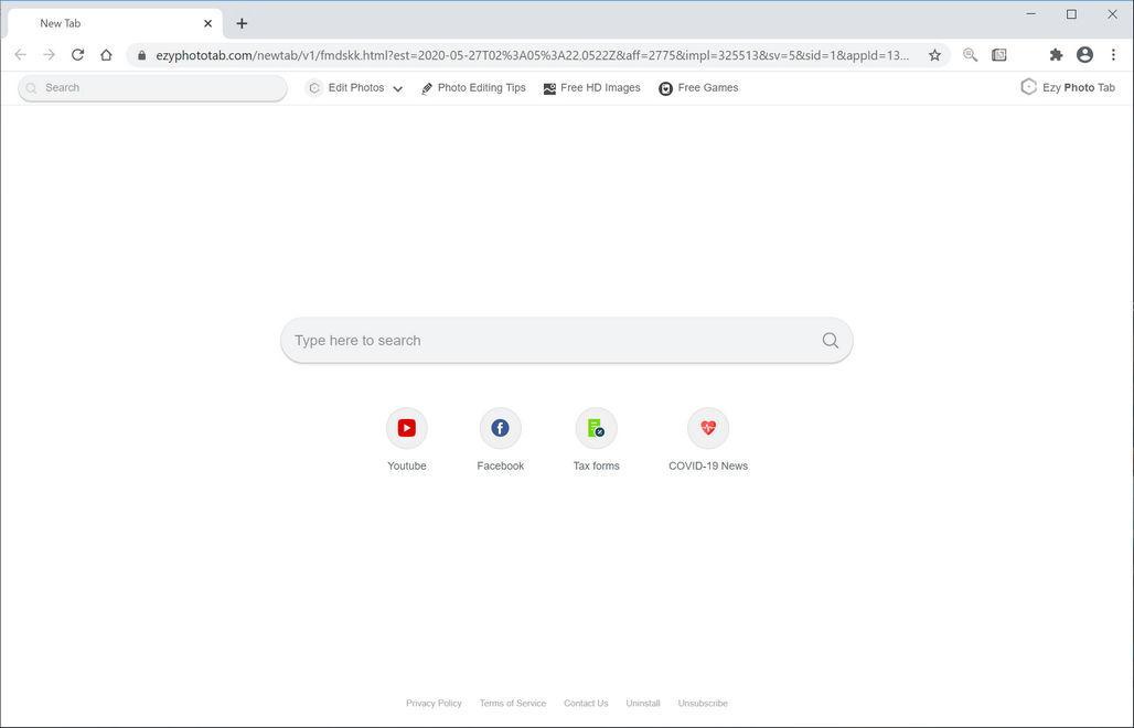Image: Chrome browser is redirected to Ezyphototab.com redirect