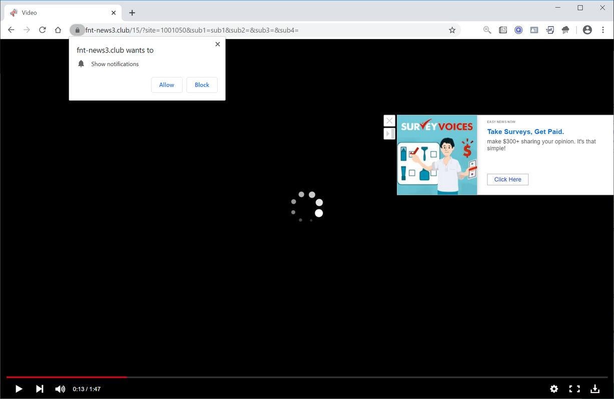 Image: Chrome browser is redirected to Fnt-news3.club