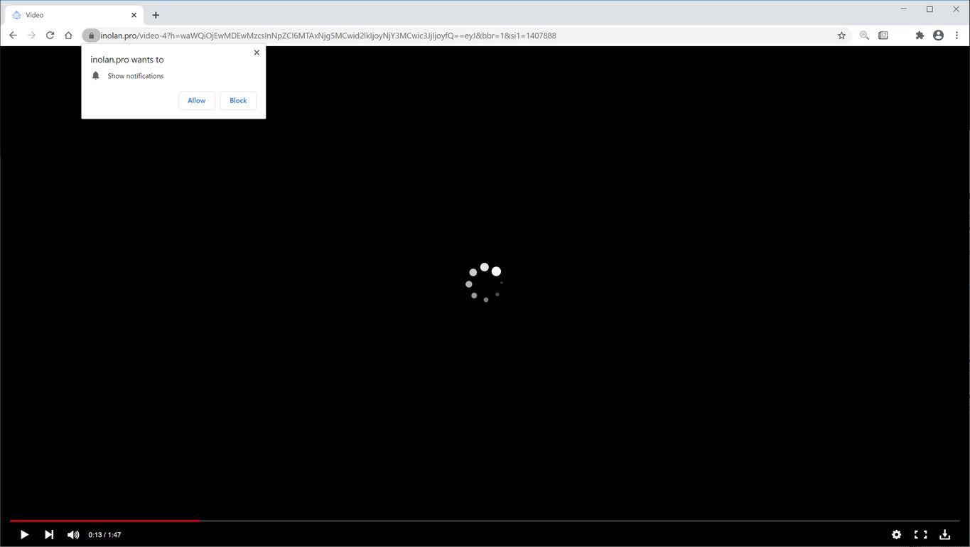 Image: Chrome browser is redirected to Inolan.pro