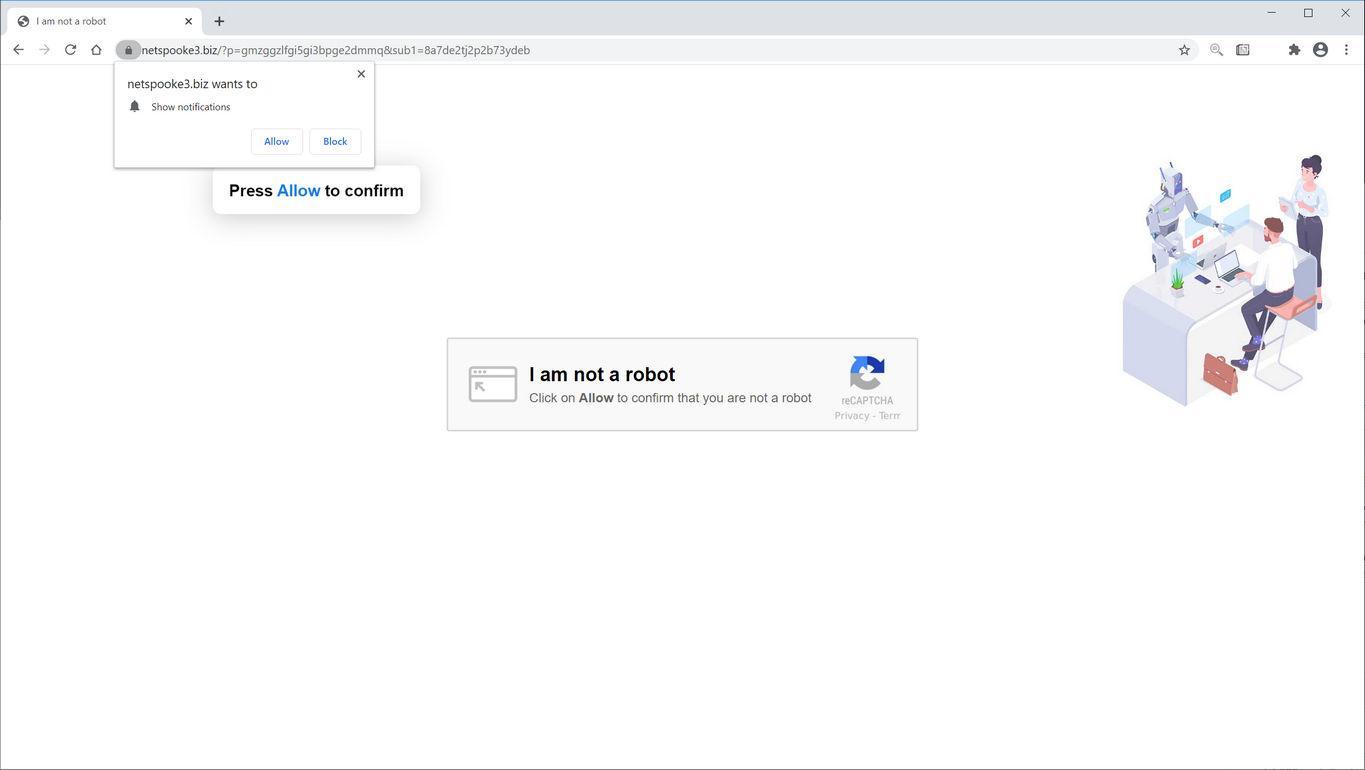 Image: Chrome browser is redirected to Netspooke3.biz