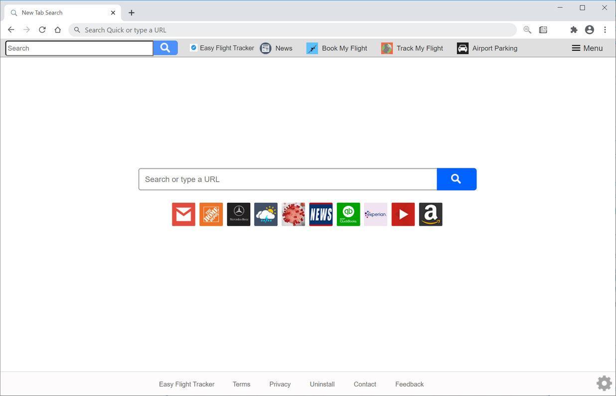 Image: Chrome browser is redirected to Search.easyflighttrackertab.com