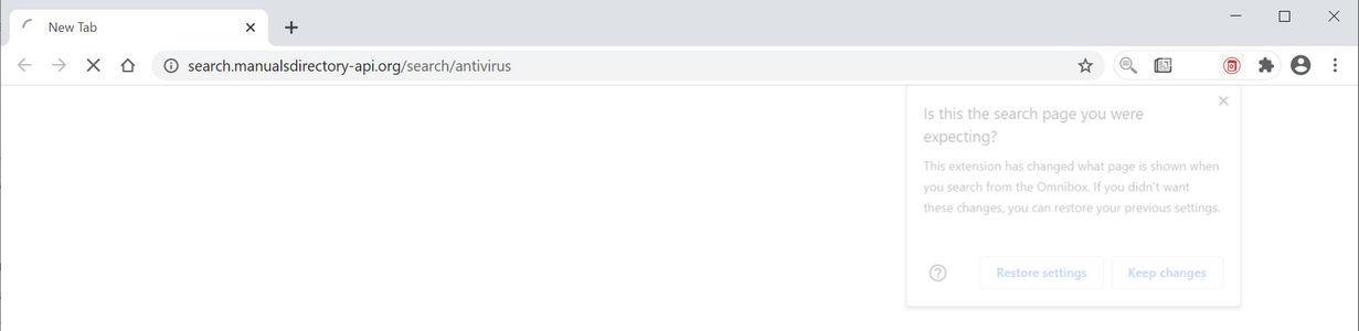 Image: Chrome browser is redirected to Search.manualsdirectory-api.org