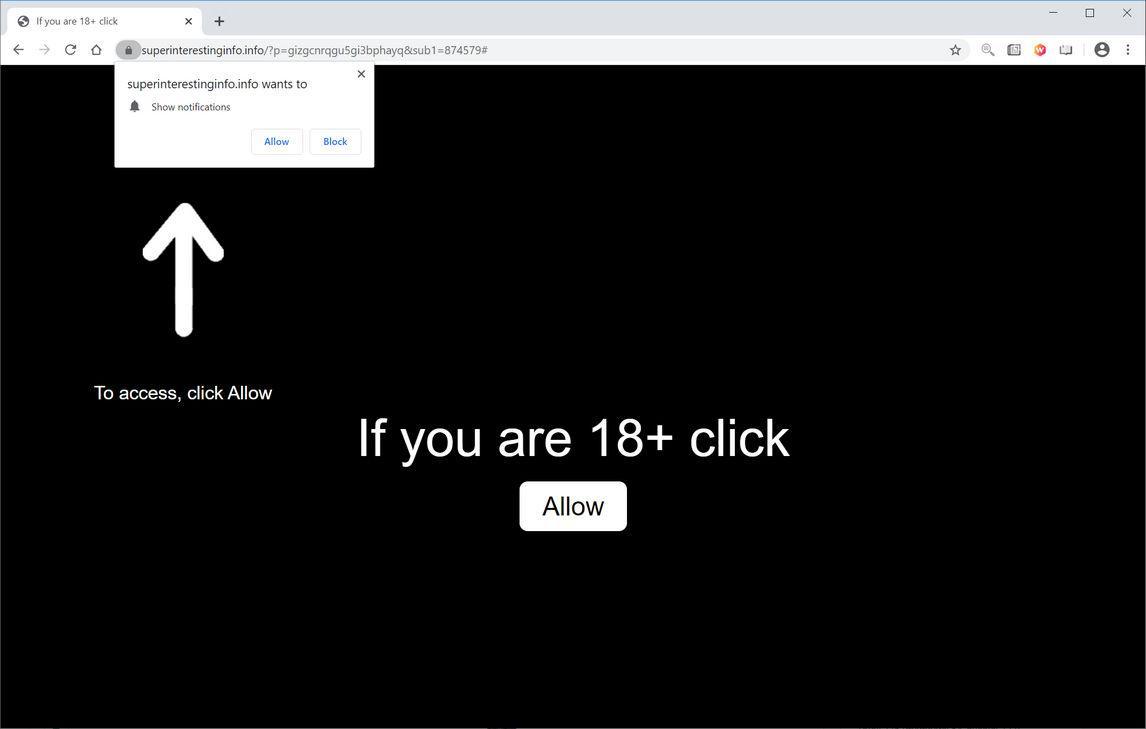 Image: Chrome browser is redirected to Superinterestinginfo.info