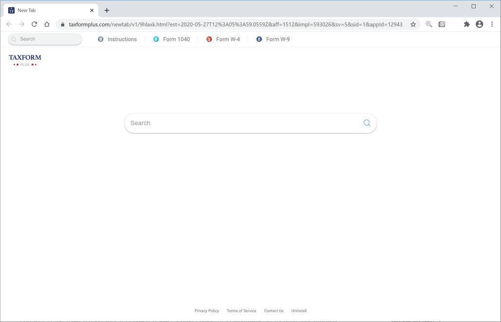 Image: Chrome browser is redirected to Taxformplus.com