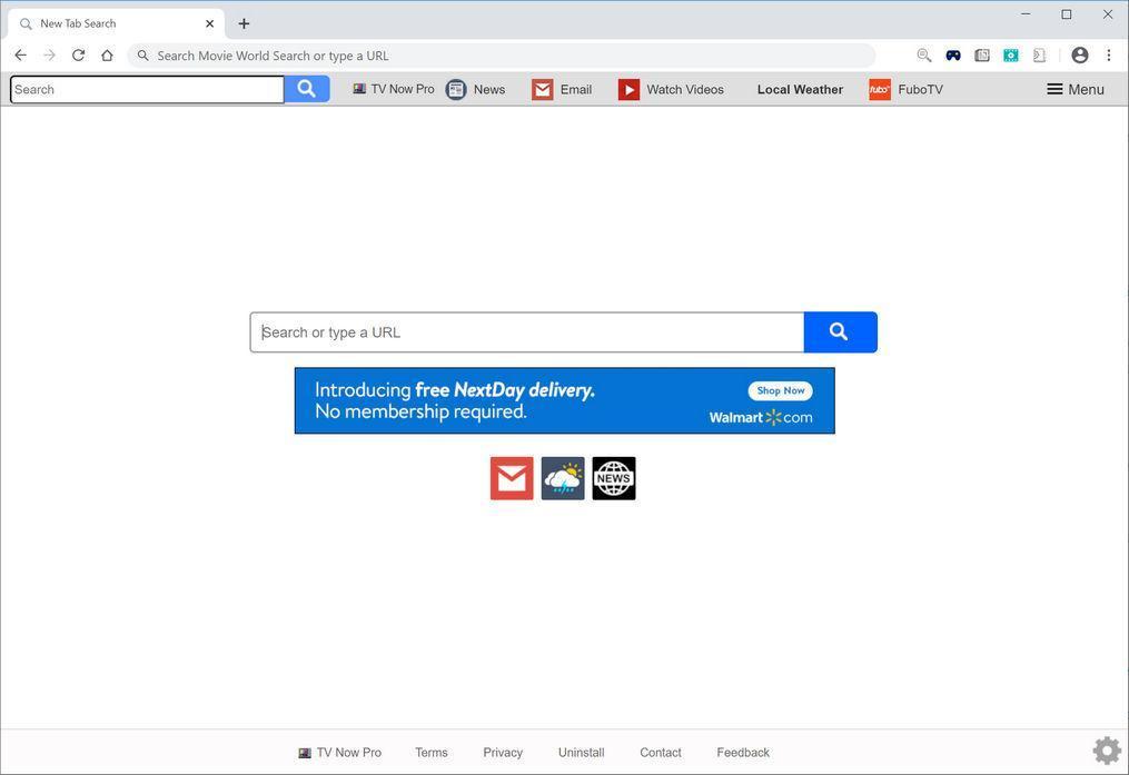 Image: Chrome browser is redirected to Search.tvnowprotab.net