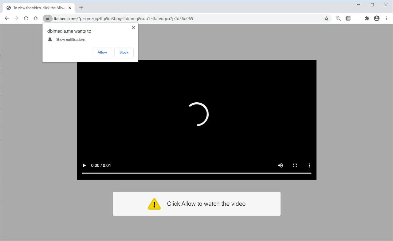 Image: Chrome browser is redirected to Dbimedia.me