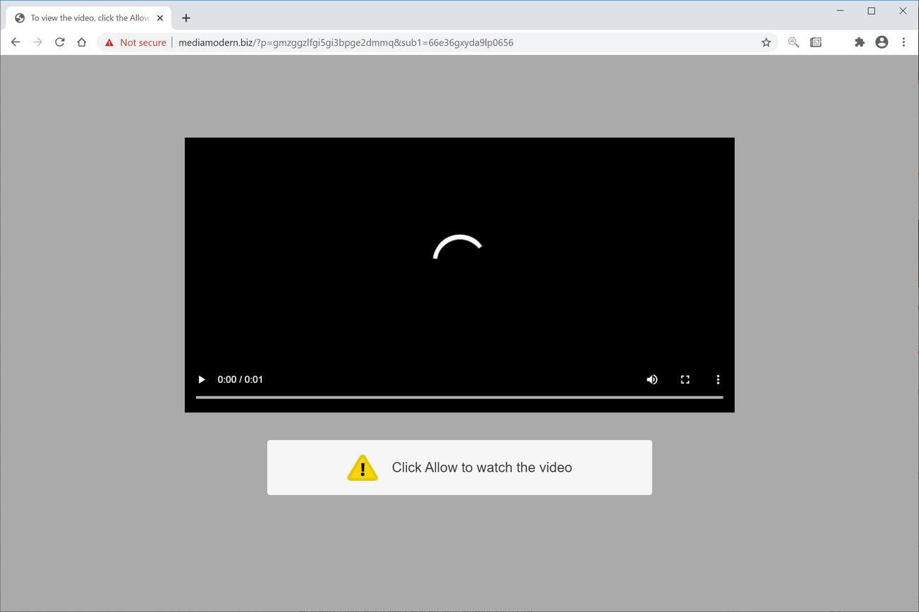 Image: Chrome browser is redirected to Mediamodern.biz