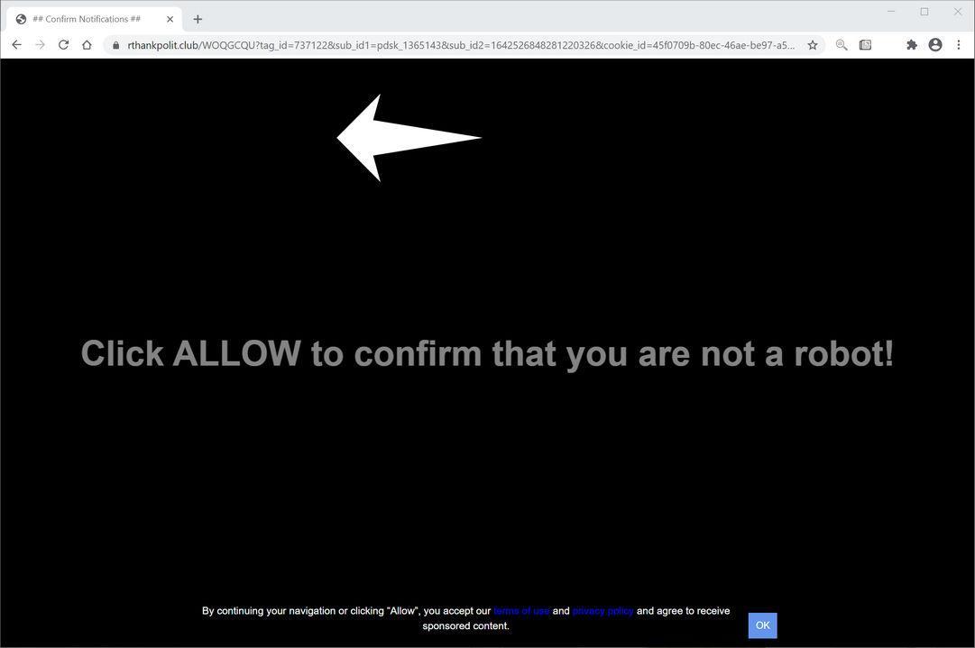 Image: Chrome browser is redirected to Rthankpolit.club