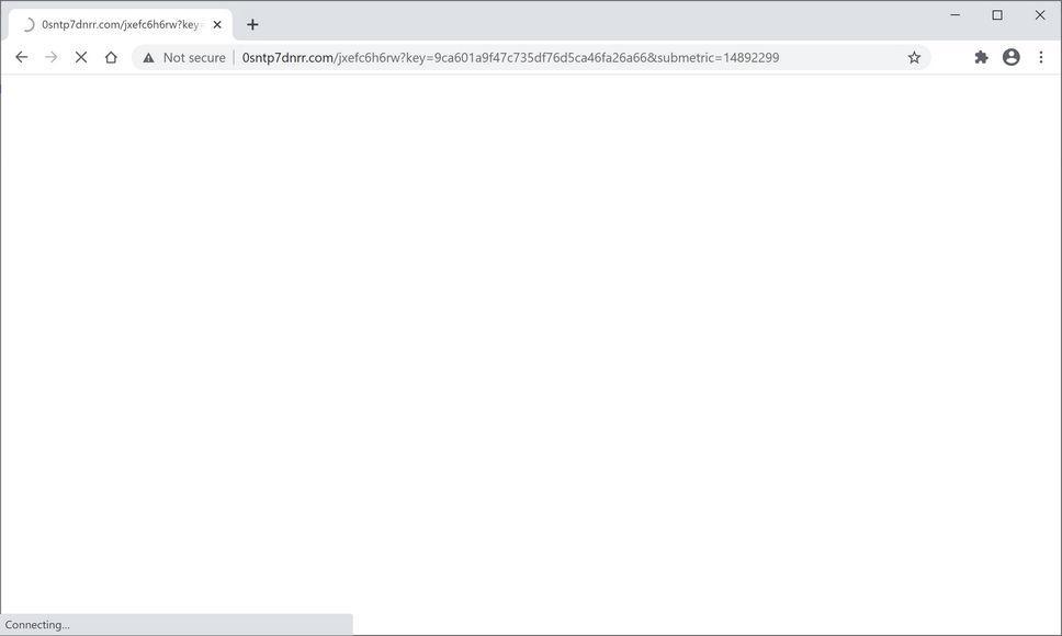Image: Chrome browser is redirected to 0sntp7dnrr.com